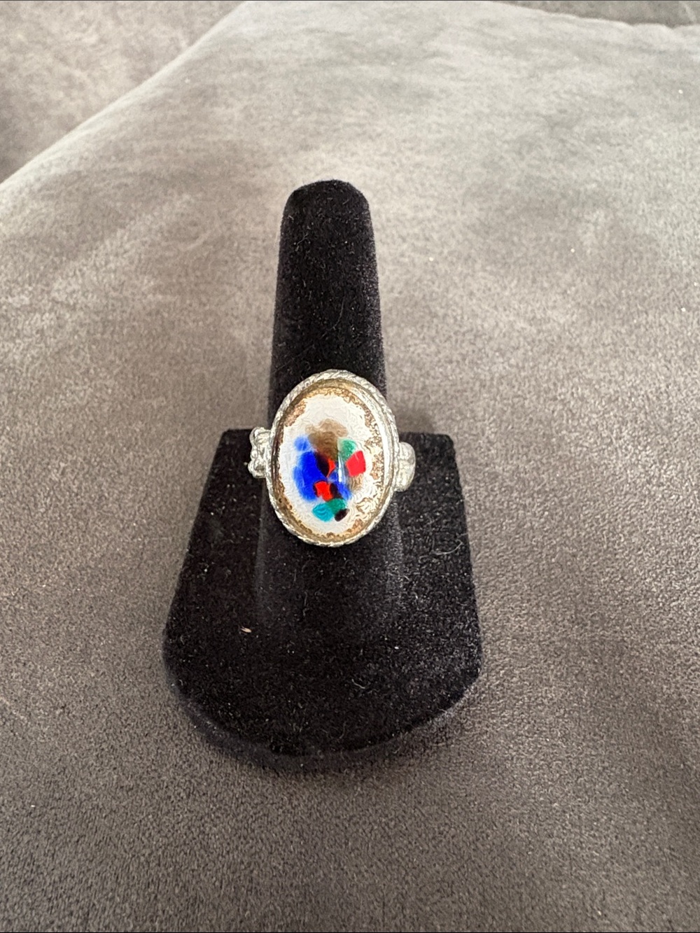Multicolor Glass Mosaic Oval Ring - Women Jewelry